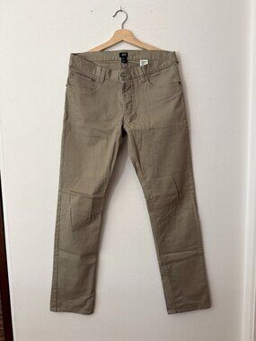 HM Mens 32 Khaki Tan Stretch Cotton 5 Pocket Slim Chino Pants Trousers 32